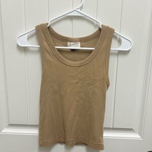 Tan Sleeveless Ribbed Tank Top